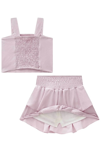 Conjunto de Top Cropped e Saia em Crepe Dua Lipa com Shorts Embutido 88767 Lilimoon Teen Menina