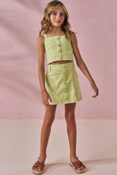 Conjunto de Top Cropped e Saia em Sarja com Elastano 87634 Lilimoon Teen Menina