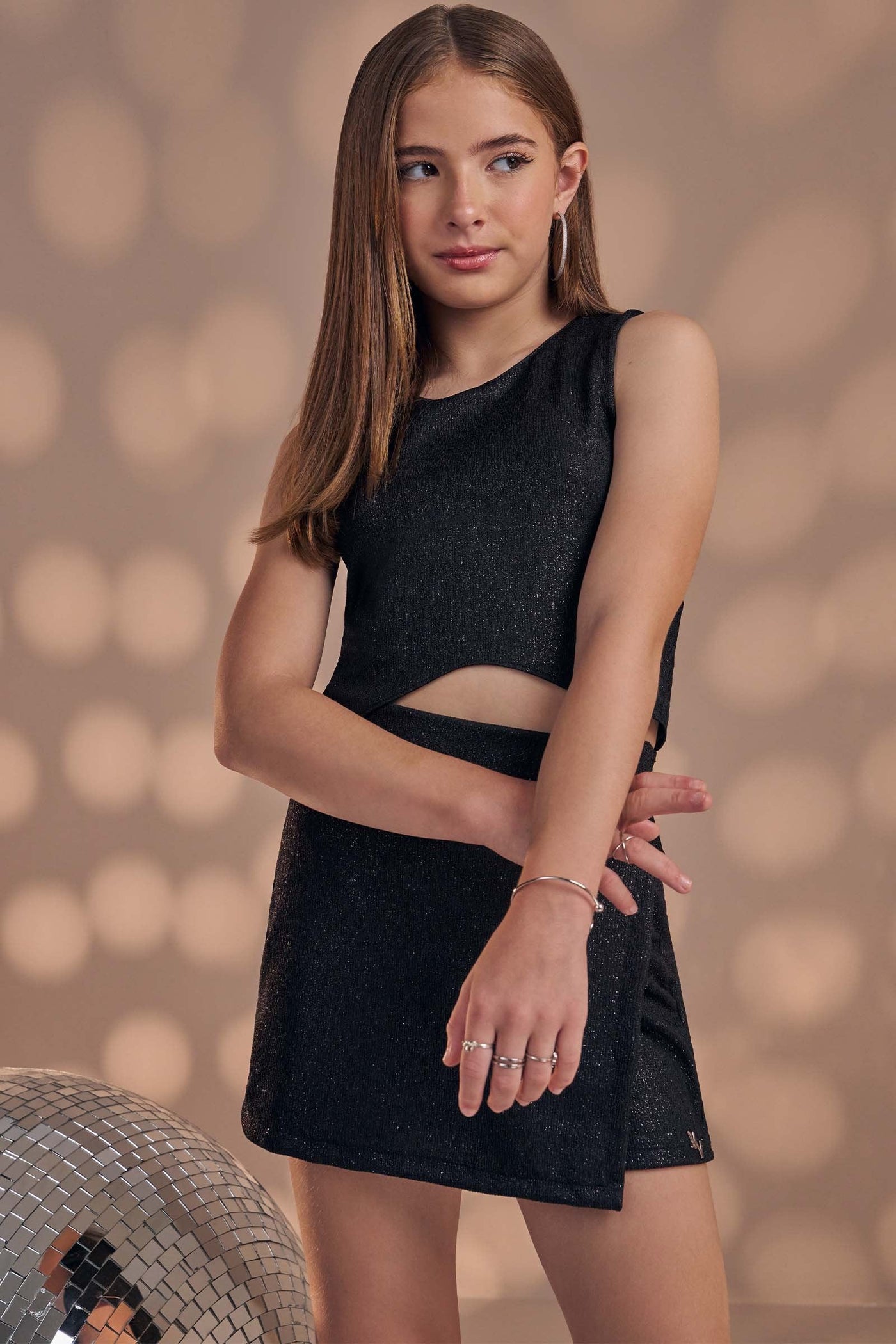 Conjunto de Top Cropped e Short Saia em Malha Night Shine 83236 Vic&Vicky Teen Menina