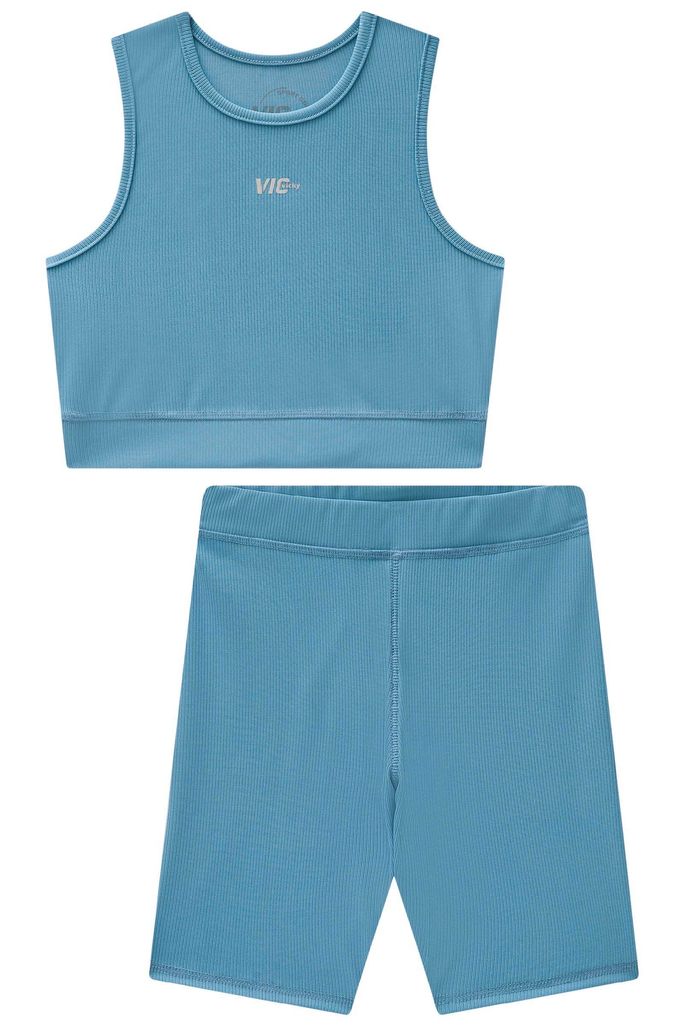Conjunto de Top Cropped e Shorts Biker em Ribana Fancy 84651 Vic&Vicky Teen Menina