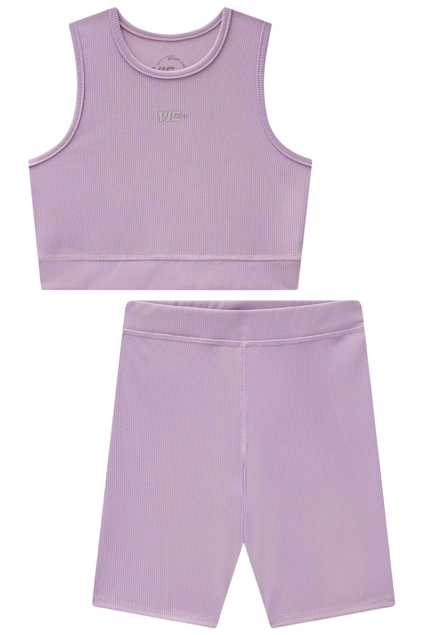 Conjunto de Top Cropped e Shorts Biker em Ribana Fancy 84651 Vic&Vicky Teen Menina