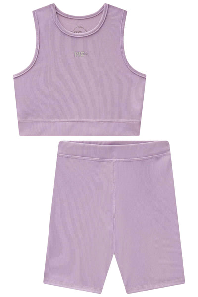 Conjunto de Top Cropped e Shorts Biker em Ribana Fancy 84651 Vic&Vicky Teen Menina