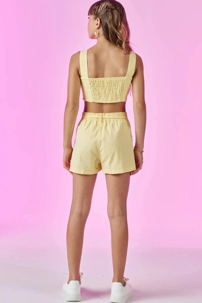 Conjunto de Top Cropped e Shorts e Sarja com Elastano 86722 Vic&Vicky Teen Menina