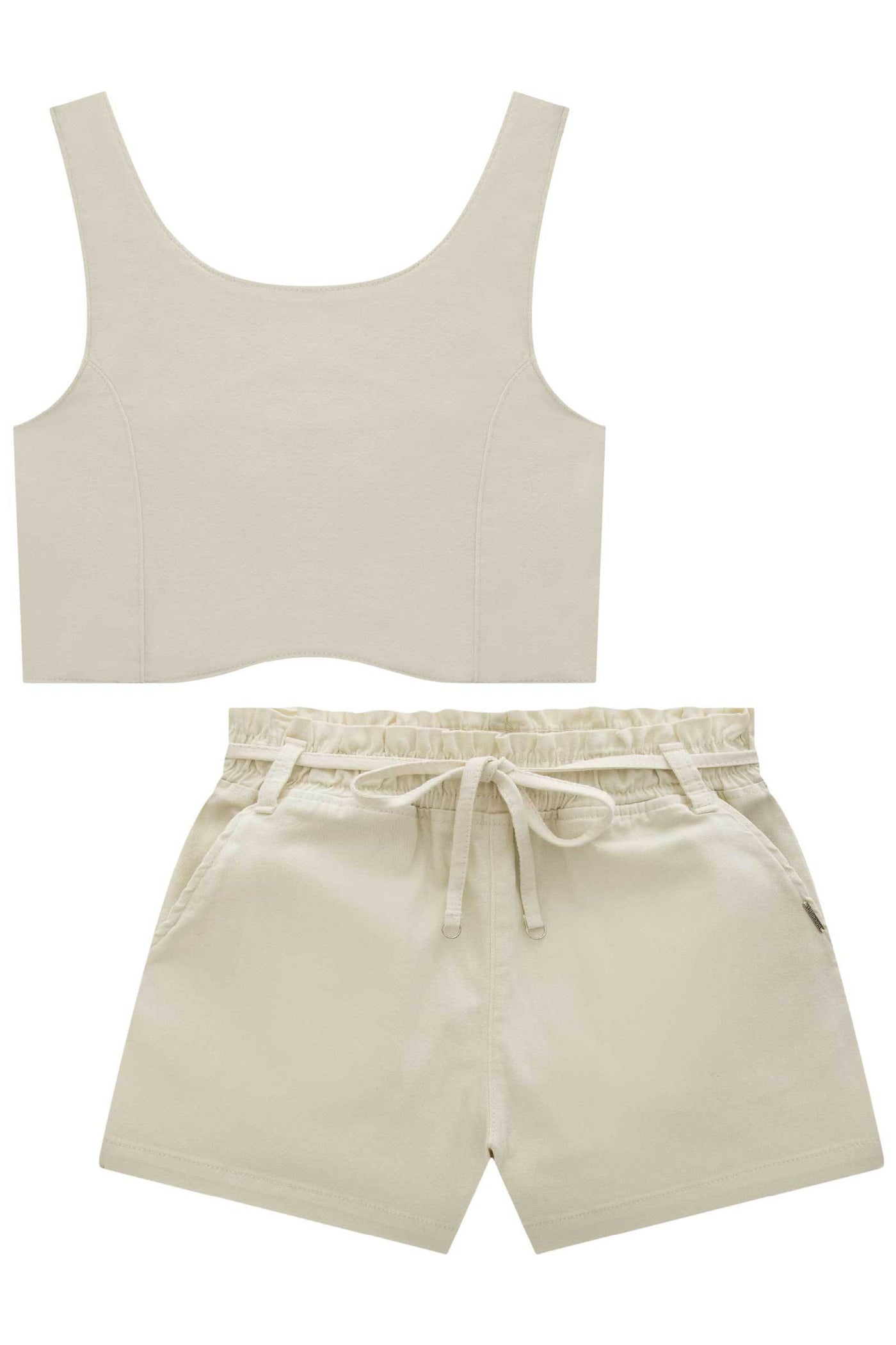 Conjunto de Top Cropped e Shorts em Sarja com Elastano 77252 Lilimoon