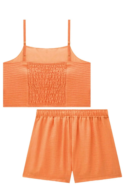 Conjunto de Top Cropped e Shorts em Tecido Grécia 86677 Vic&Vicky Teen Menina