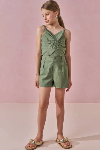 Conjunto de Top Cropped e Shorts em Visco Linho Stretch 88821 Lilimoon Teen Menina