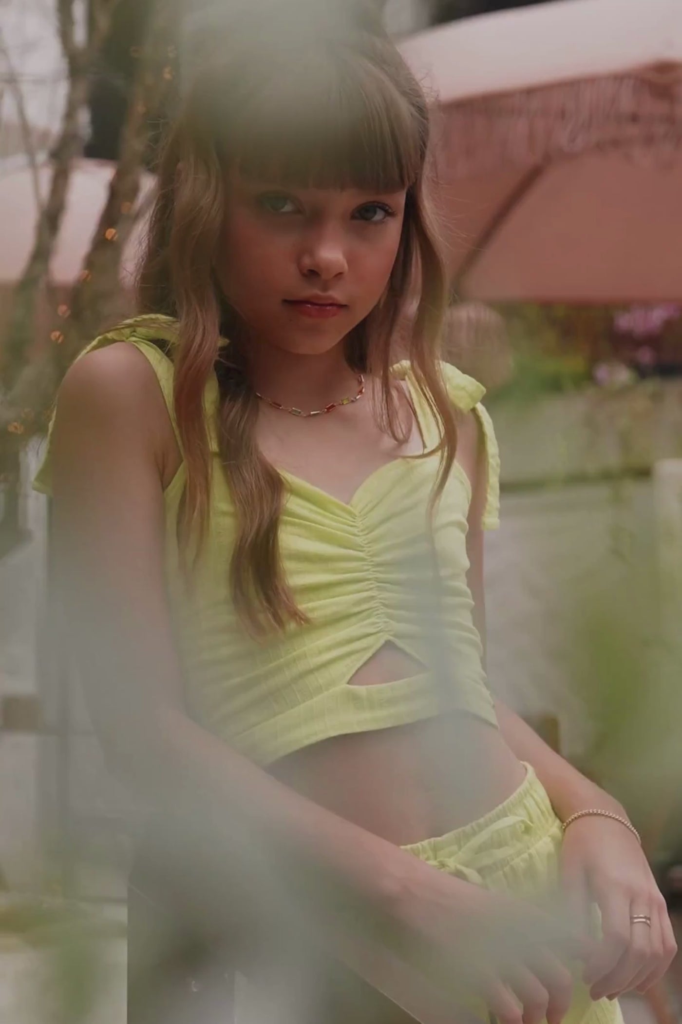 Conjunto de Blusa Cropped e Shorts em Tricoline Maquinetada 83895 Vic&Vicky Teen Menina