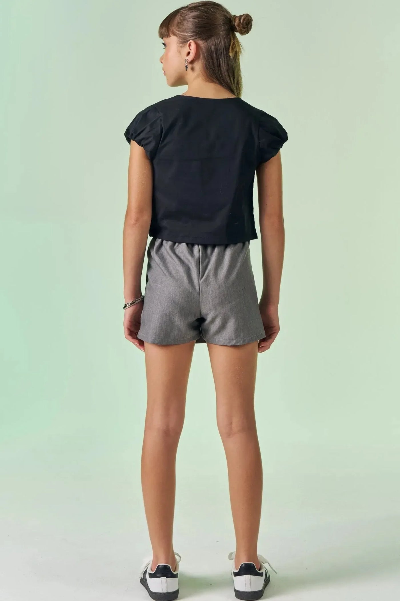 Short Saia em Blend de Viscose Sarjada 87506 Vic&Vicky Teen Menina