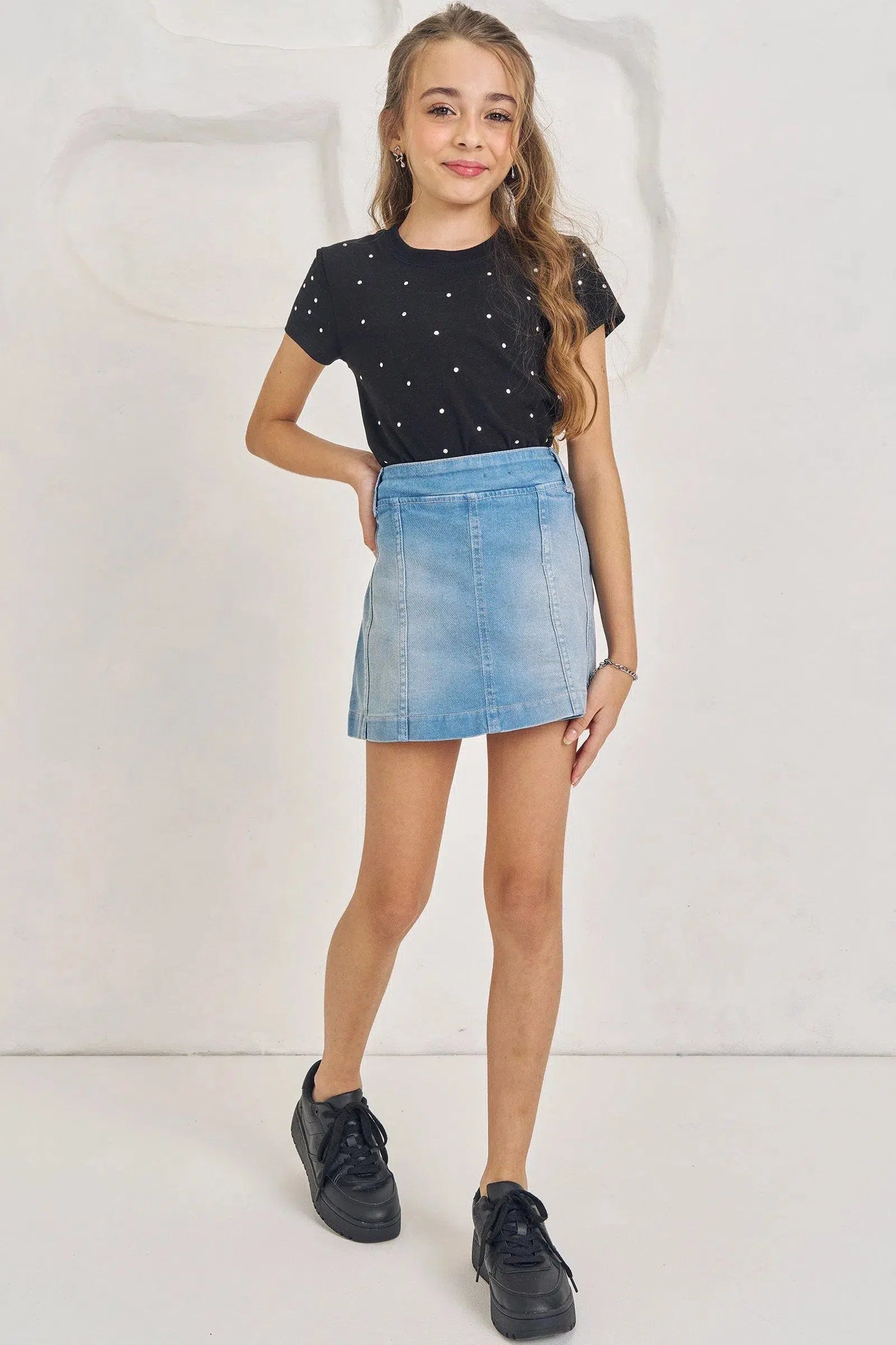 Short Saia Teen Menina em Jeans com Elastano 80756 Lilimoon