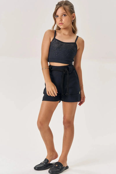 Shorts em Sarja com Elastano 87351 Vic&Vicky Teen Menina