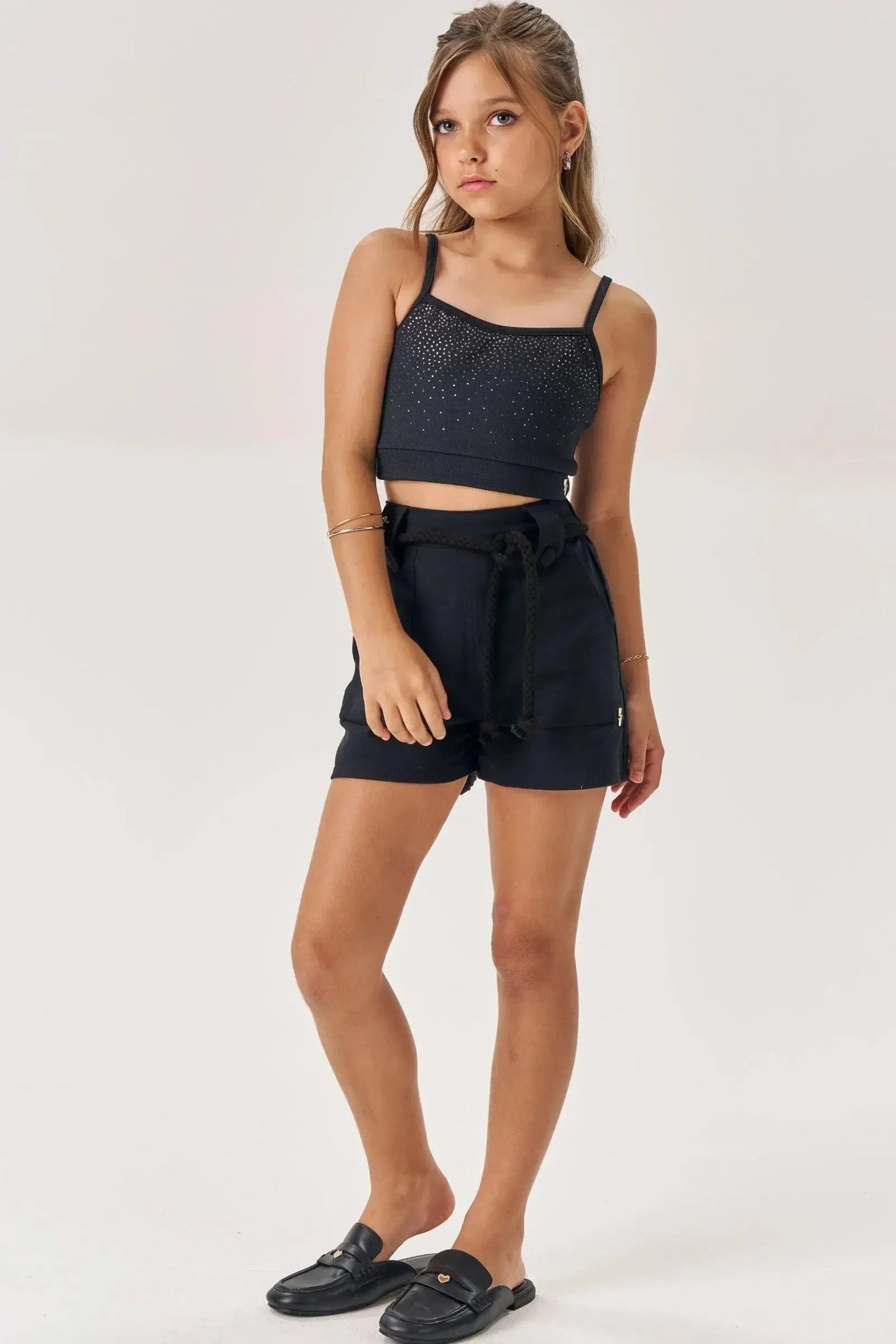 Top Cropped em Malha Jacquard Catarina 86919 Vic&Vicky Teen Menina