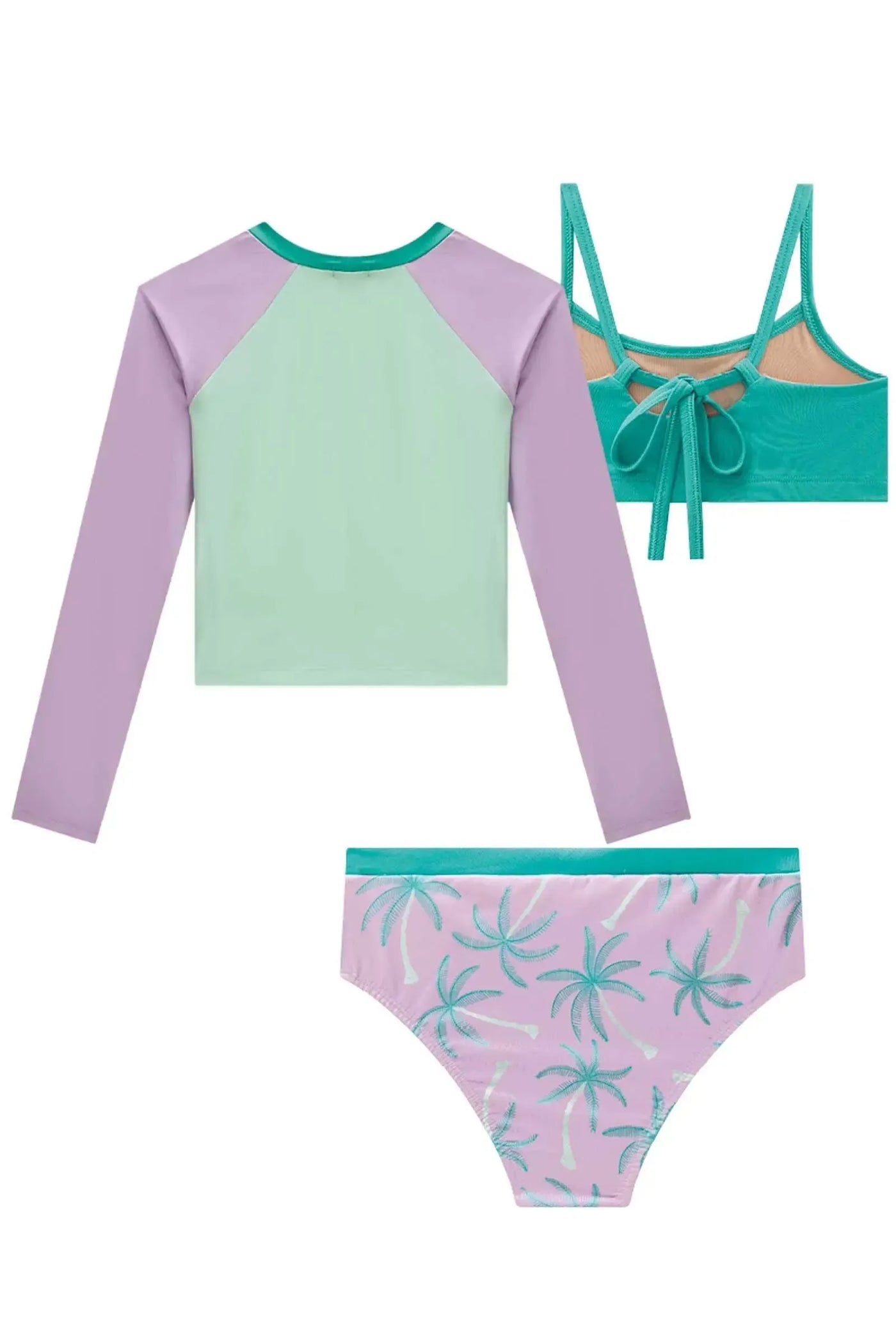 Trio de Biquini e Blusa Manga Longa em Malha UV 50+ 88004 Vic&Vicky Teen Menina