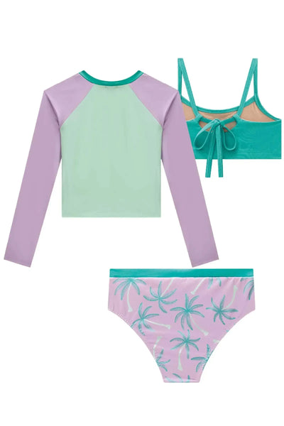 Trio de Biquini e Blusa Manga Longa em Malha UV 50+ 88004 Vic&Vicky Teen Menina