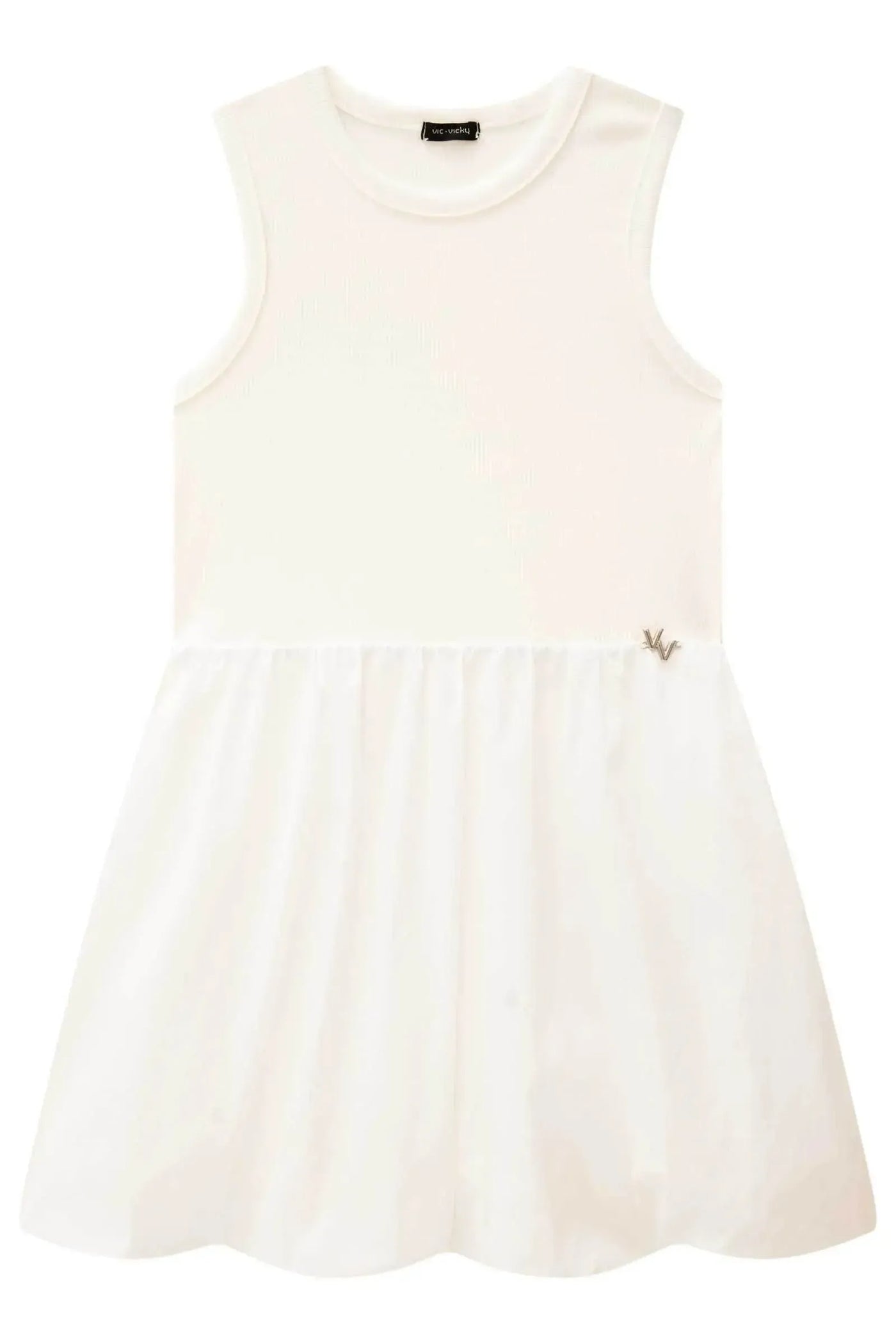 Vestido em Canelado Liz e Tricoline Mônaco 87852 Vic&Vicky Teen Menina
