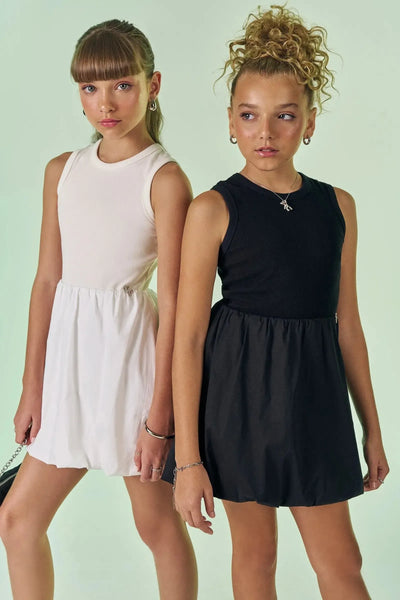 Vestido em Canelado Liz e Tricoline Mônaco 87852 Vic&Vicky Teen Menina