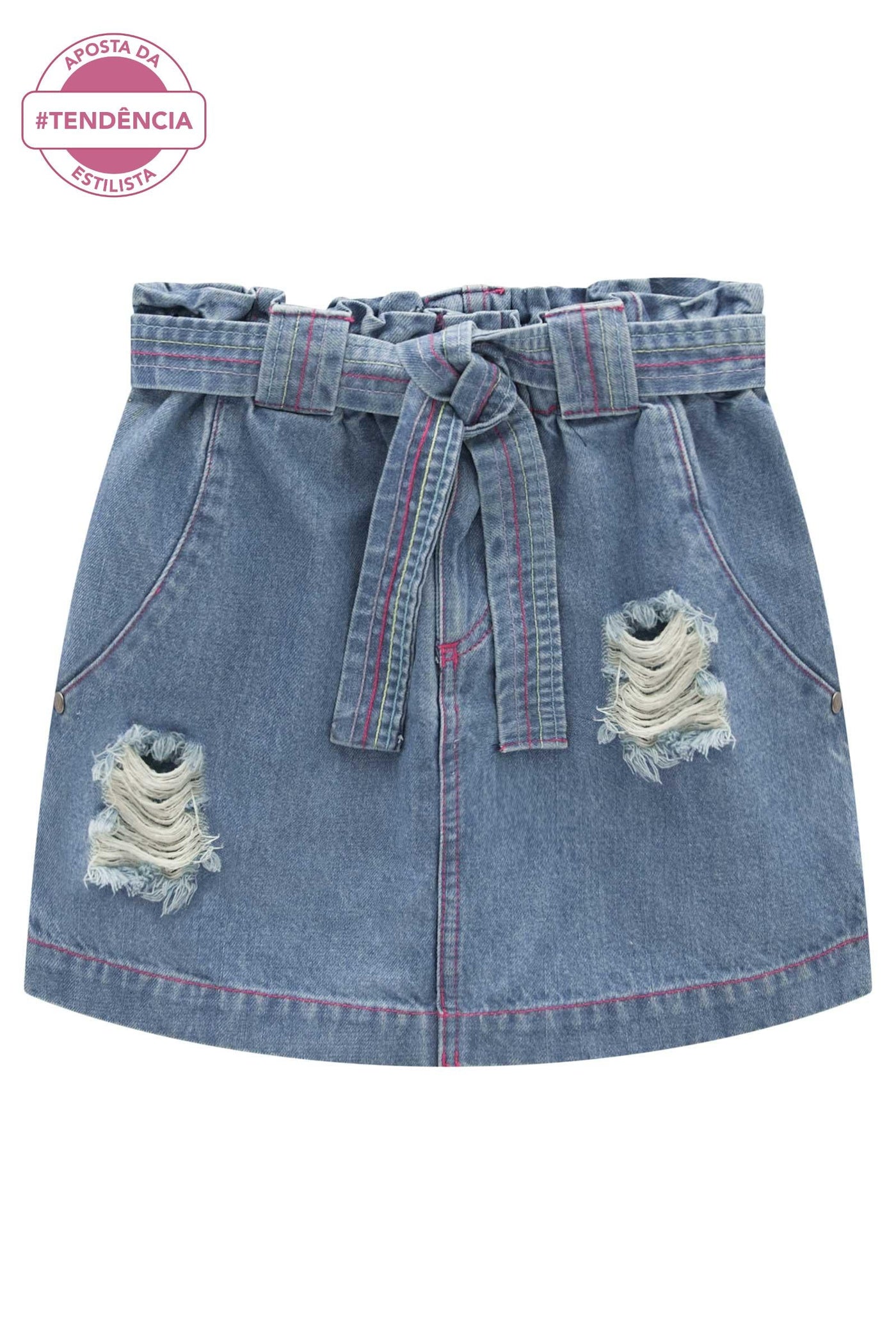 Shorts-saia Cintura Alta em Jeans Arkansas 65664 Vic&Vicky